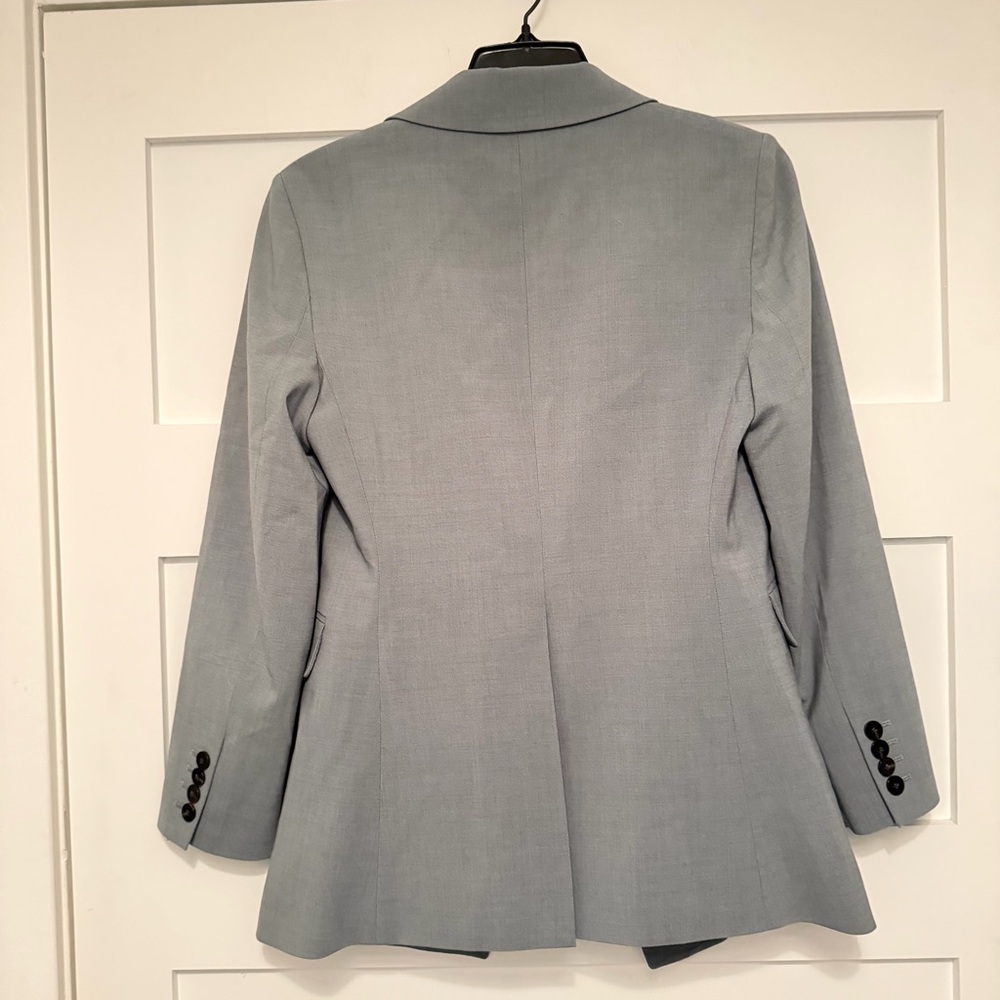 Theory Women's Gray Virgin Wool Blend One Button Blazer Size 4 - 23359 - Picture 4 of 9